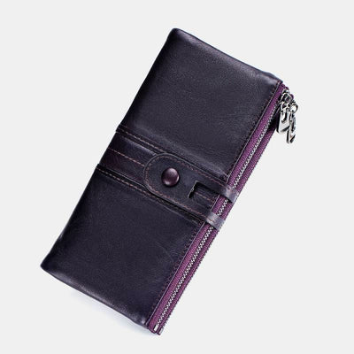 Genuine Leather RFID Long Wallet for Women