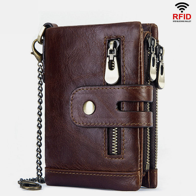 Limited Stock: Genuine Leather Anti-theft RFID Wallet With Chain