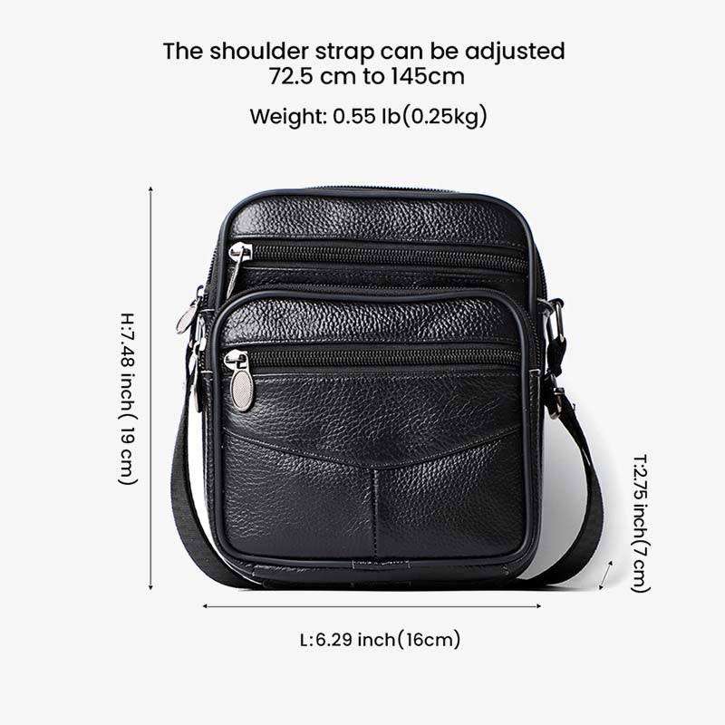 Retro Small Messenger Bag for Men Genuine Leather Shoulder Bag Purses