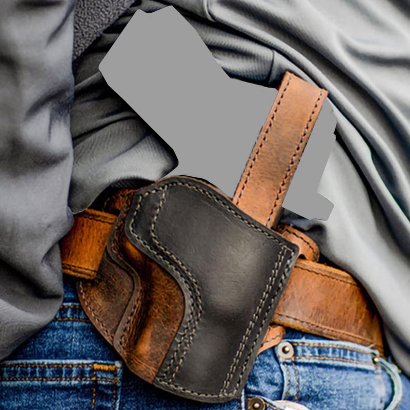 Mens Hunting Holster For Outdoor Outside The Waistband Leather Pouch