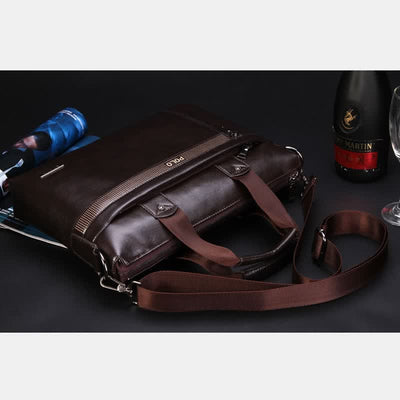 Mens Business Briefcase Laptop Shoulder Bag Leather Messenger Bag