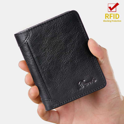 RFID Genuine Leather Vintage Trifold / Bifold Card Holder Wallet