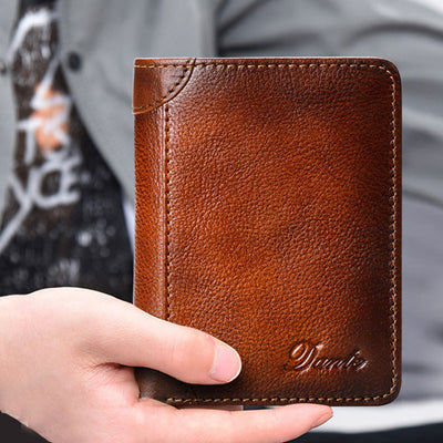 RFID Genuine Leather Vintage Trifold / Bifold Card Holder Wallet