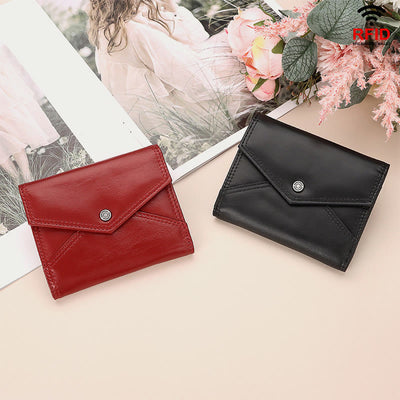 RFID Wallet For Women Envelope Style Genuine Leather Shopping Purse