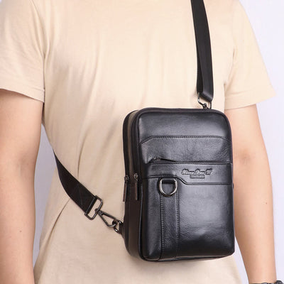 Messenger Bag For Men Three Styles Pockets Leather Crossbody Bag