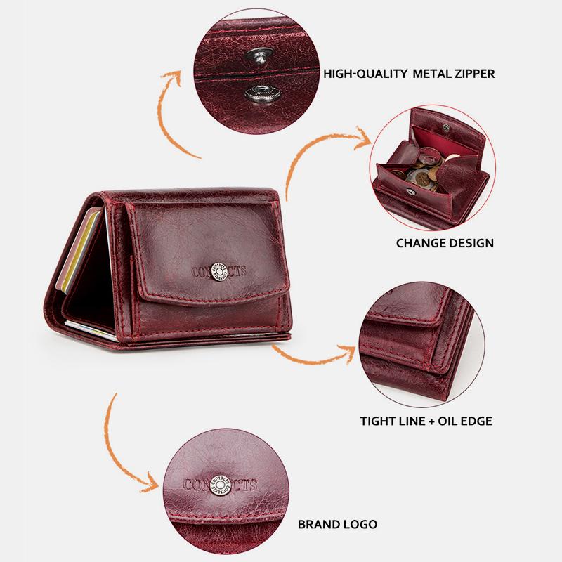 Genuine Leather RFID Anti-theft Small Wallet