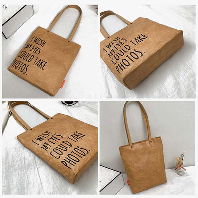 Vintage Eco Friendly Tote Waterproof Kraft Paper Shoulder Bag