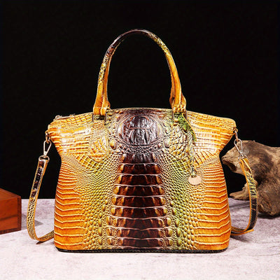 Crocodile Pattern Tote For Women Daily Mixed Color Crossbody Bag