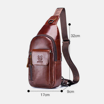 <Shipped within 24 hours> Genuine Leather Sling Chest Bag