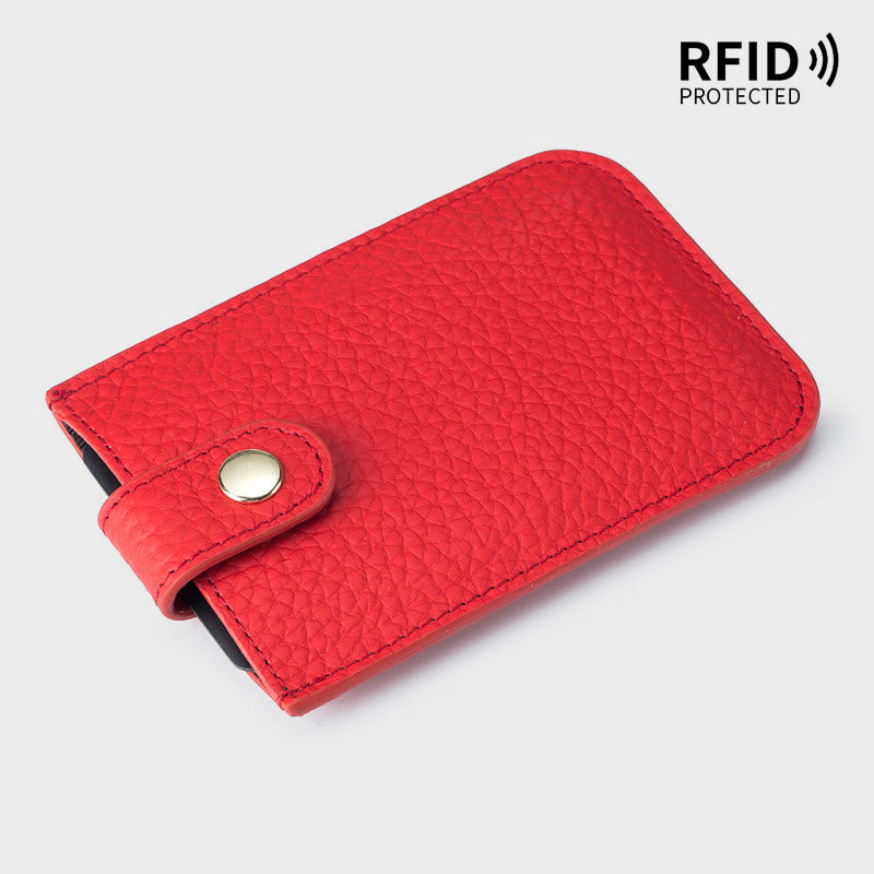 Pull-Out Card Hodler RFID Blocking Genuine Leather Short Purse Wallet