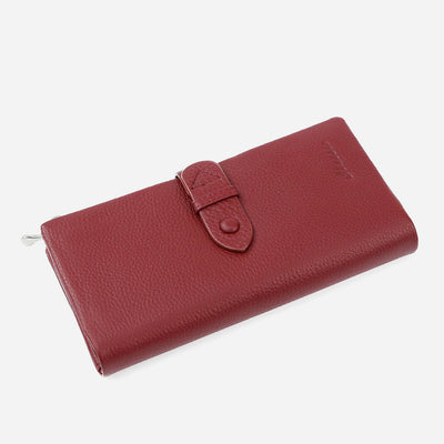 Women Long Leather Wallet Minimalist Double Zipper Compartment Plain Purse