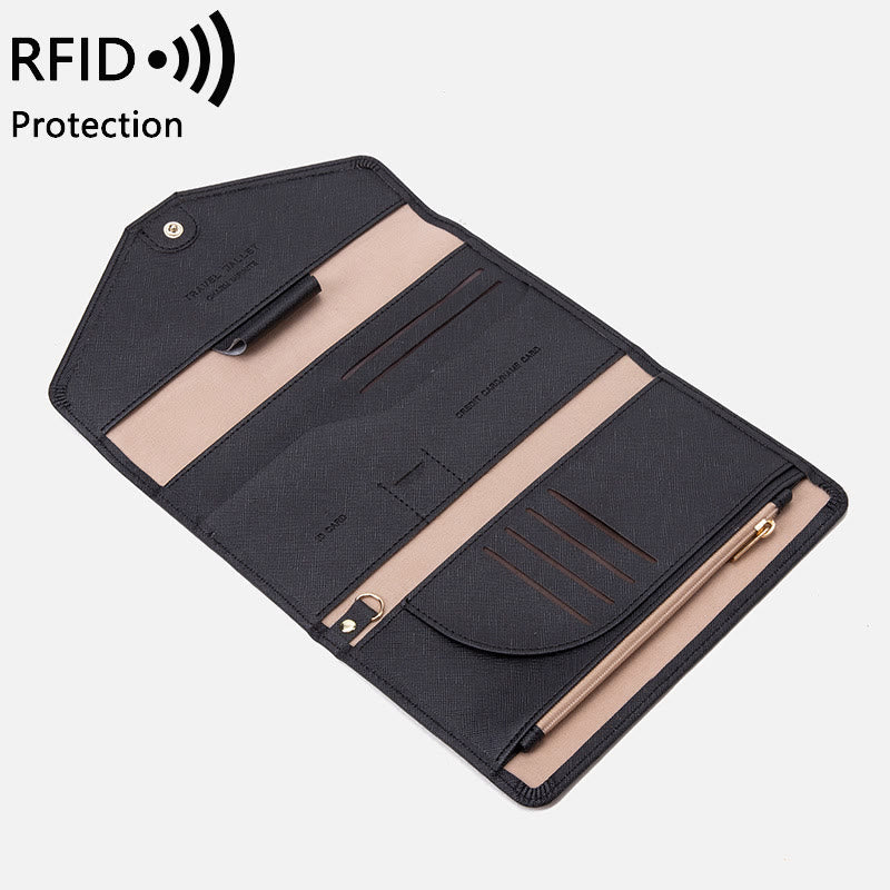 RFID Passport Holder For Travel Ultra Thin Multifunctional Document Bag