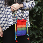 Rainbow Wool Felt Phone Bag For Women Cute Crossbody Bag