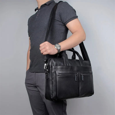 <Shipped within 24 hours> Men Genuine Leather Laptop Bag Briefcase