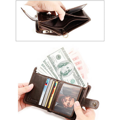 <Shipped within 24 hours> RFID Blocking Small Leather Wallet