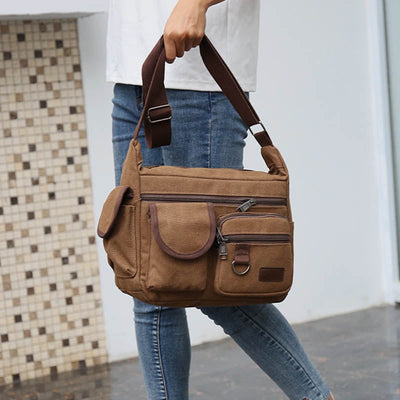 <Shipped within 24 hours> Canvas Multi-Pocket Crossbody Bag