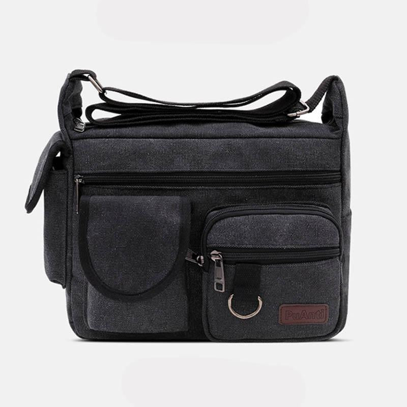 <Shipped within 24 hours> Canvas Multi-Pocket Crossbody Bag