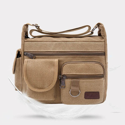 <Shipped within 24 hours> Canvas Multi-Pocket Crossbody Bag