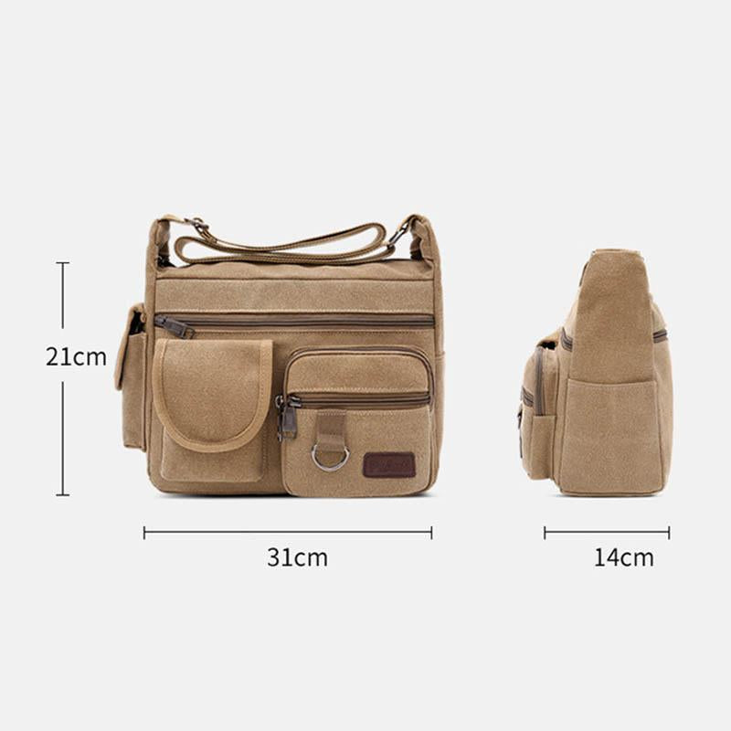 <Shipped within 24 hours> Canvas Multi-Pocket Crossbody Bag