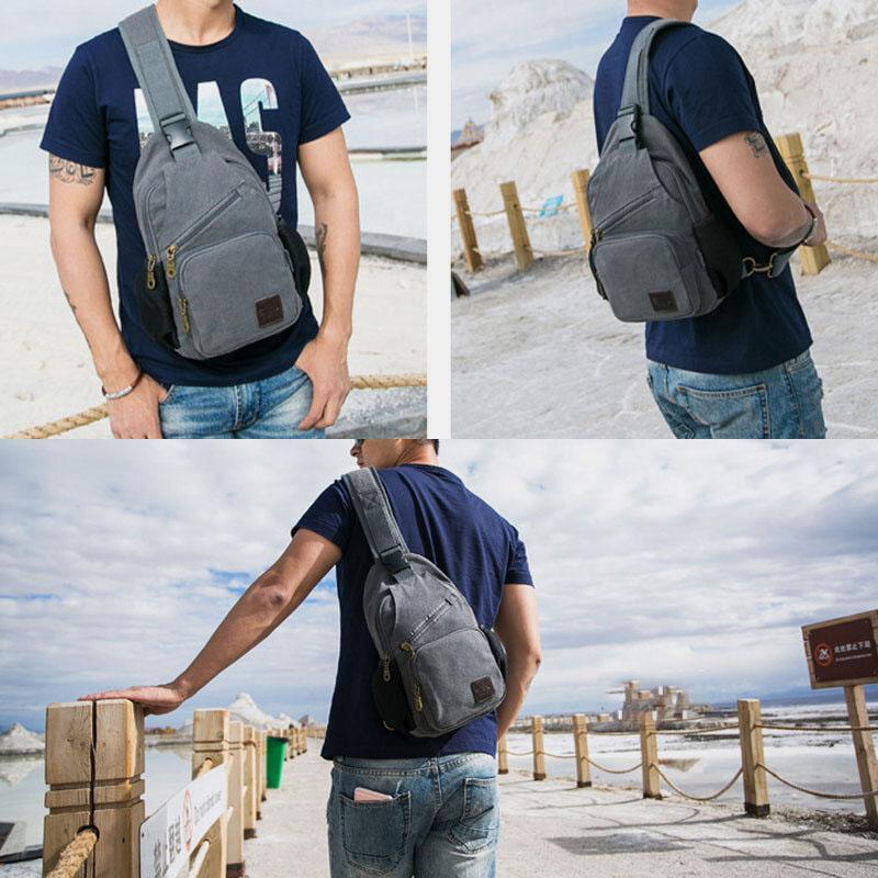 <Shipped within 24 hours> Canvas Outdoor Casual Large Capacity Crossbody Bag Chest Bag