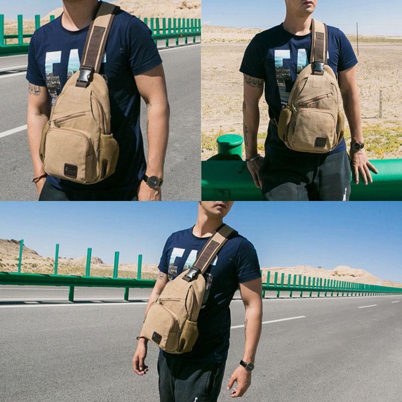 <Shipped within 24 hours> Canvas Outdoor Casual Large Capacity Crossbody Bag Chest Bag