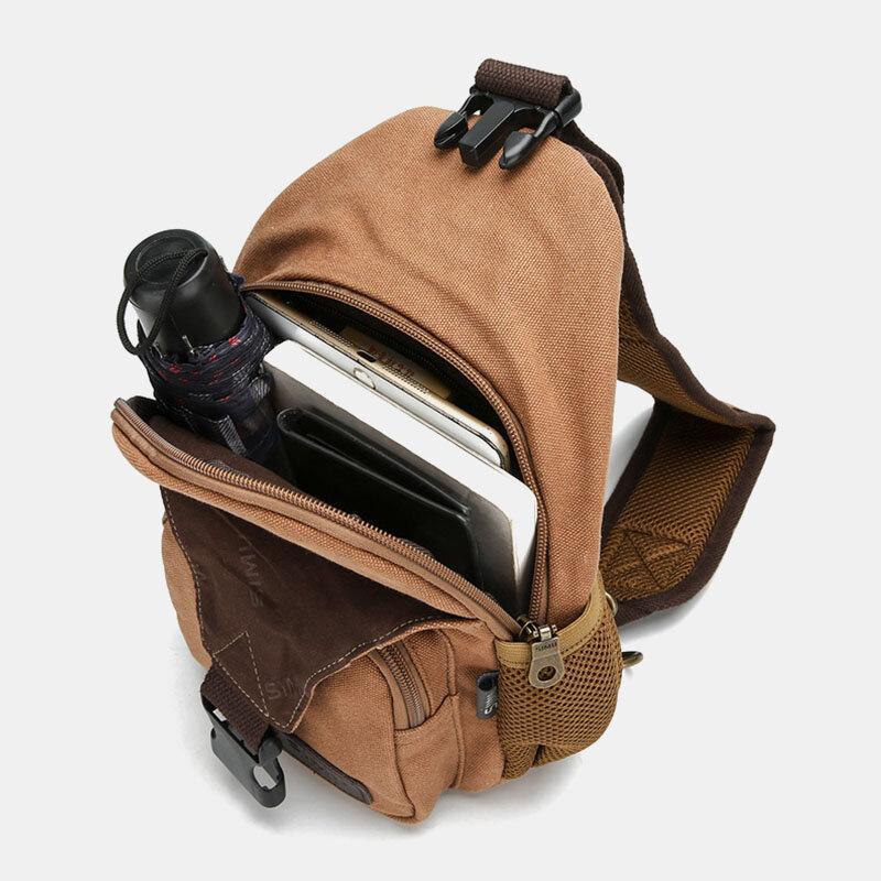 <Shipped within 24 hours> Canvas Outdoor Casual Large Capacity Crossbody Bag Chest Bag