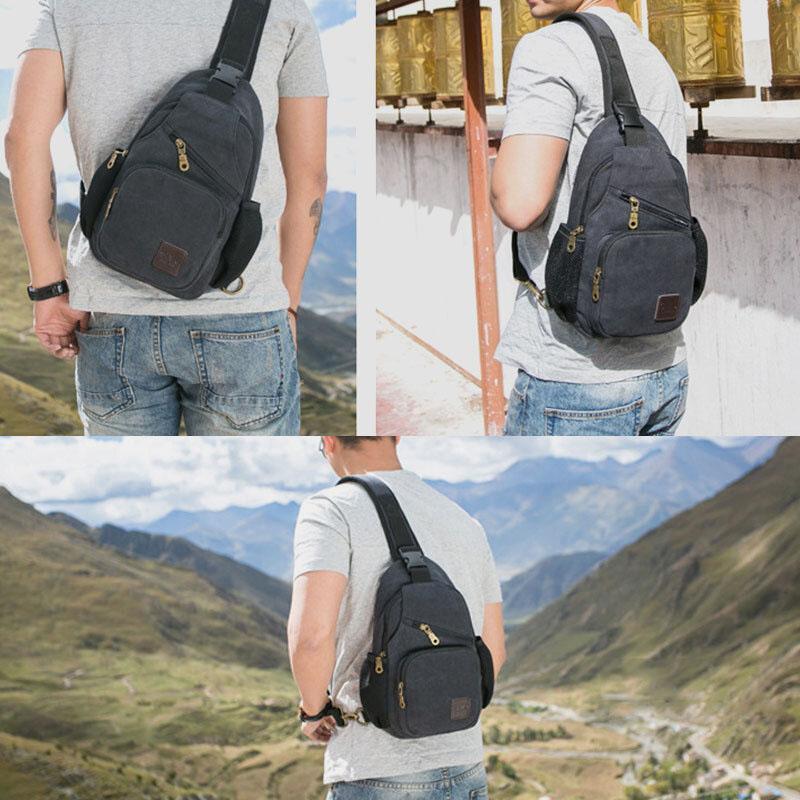 <Shipped within 24 hours> Canvas Outdoor Casual Large Capacity Crossbody Bag Chest Bag