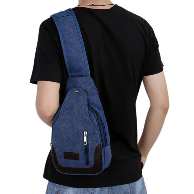 Canvas Sling Bag for Men Outdoor Travel Camping Chest Day Pack