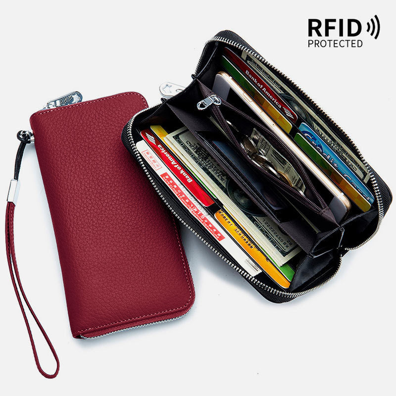 Classic Long Wallet RFID Roomy Leather Phone Purse For Women