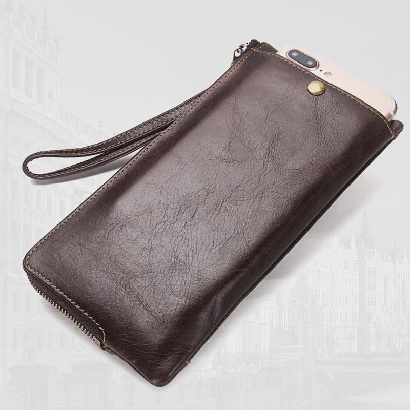 Genuine Leather Multifunction RFID Wristlet Wallet