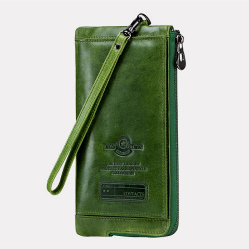 Genuine Leather Multifunction RFID Wristlet Wallet