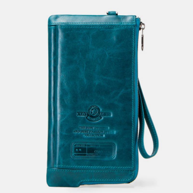 Genuine Leather Multifunction RFID Wristlet Wallet