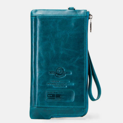 Genuine Leather Multifunction RFID Wristlet Wallet