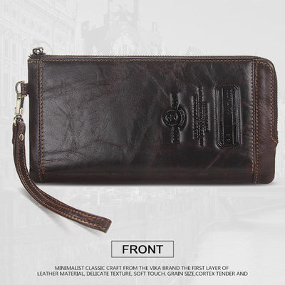 Genuine Leather Multifunction RFID Wristlet Wallet