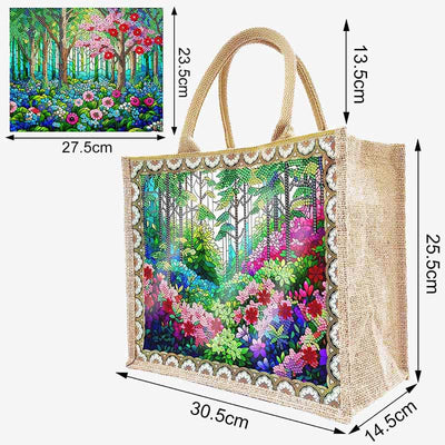 Rainforest DIY Diamond Air Painting Tote Resuable Linen Shoulder Bag