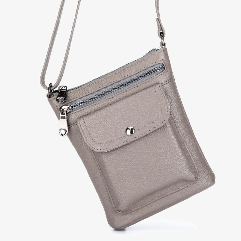 Multi-Pockets Phone Bag Womens Genuine Leather Crossbody Purse