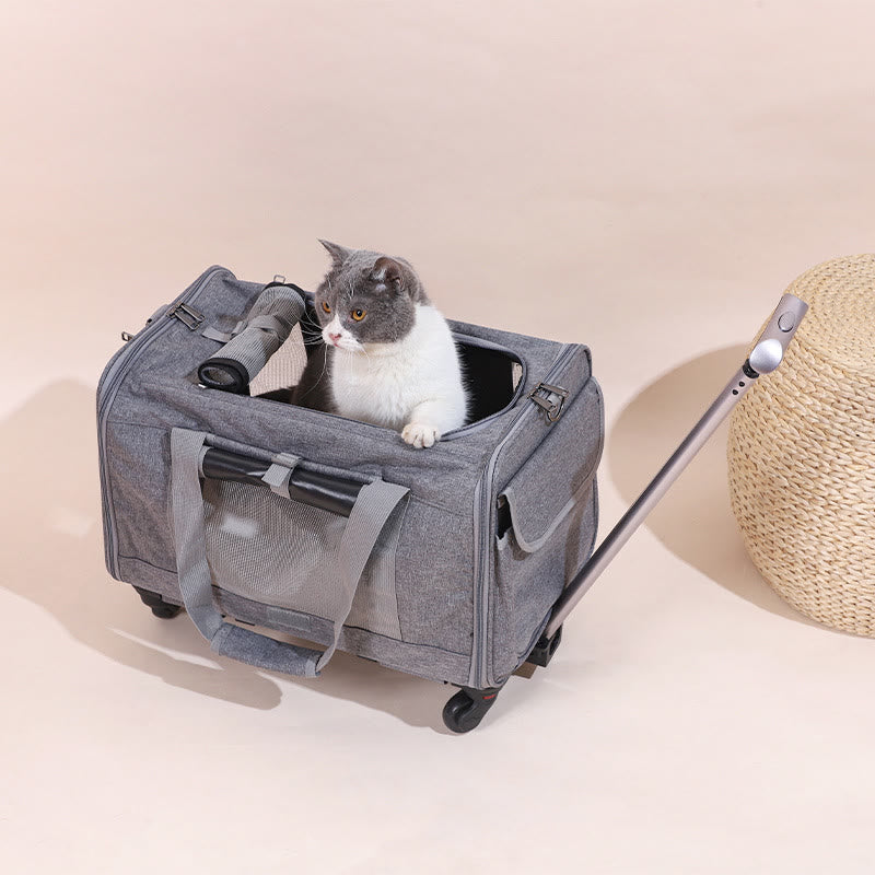 <Shipped within 24 hours> Rolling Pet Carrier Foldable Breathable Pull Rod Pet Bag