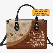 Floral Leopard Print Women's Tote Custom Name Handbag with Quote