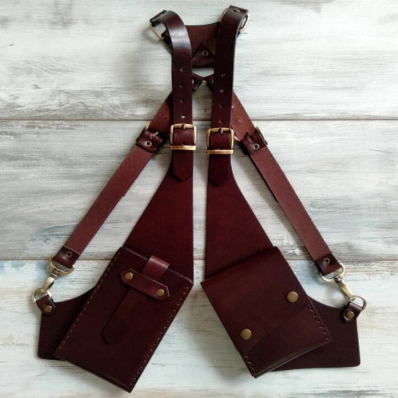 <Shipped within 24 hours> Retro Leather Shoulder Holster for Daily Costume Parties