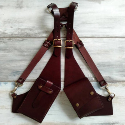 <Shipped within 24 hours> Retro Leather Shoulder Holster for Daily Costume Parties