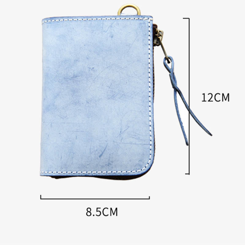 Vertical Zipper Purse Minimalsit Classic Leather Wallet For Women Men