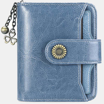 RFID Blocking Compact Bifold Leather Wallet with Detachable Card Holder