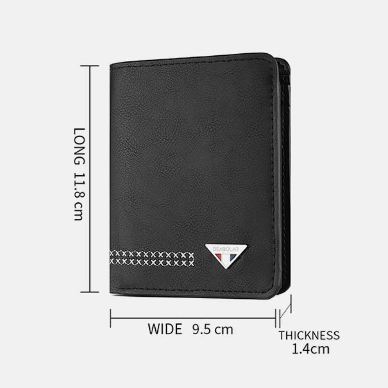 Men's Trifold Durable Leather Wallet Large Capacity Card Holder Money Organizer