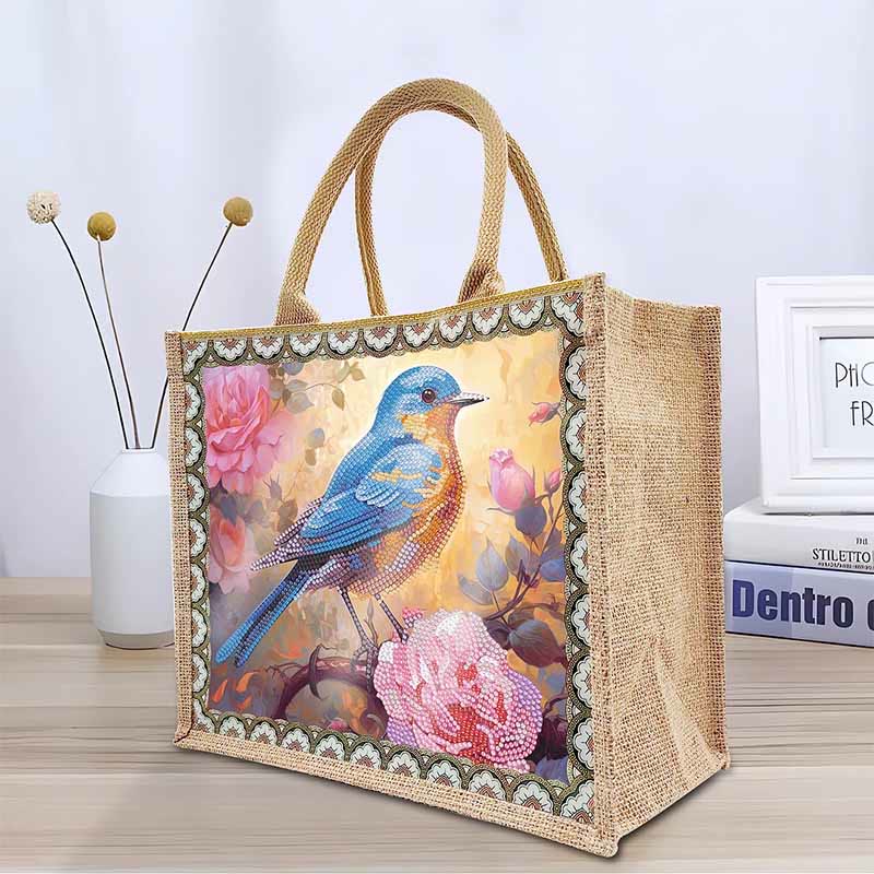 Large Capacity Bird Painting Tote Dot Diamond Art Painting Handbag