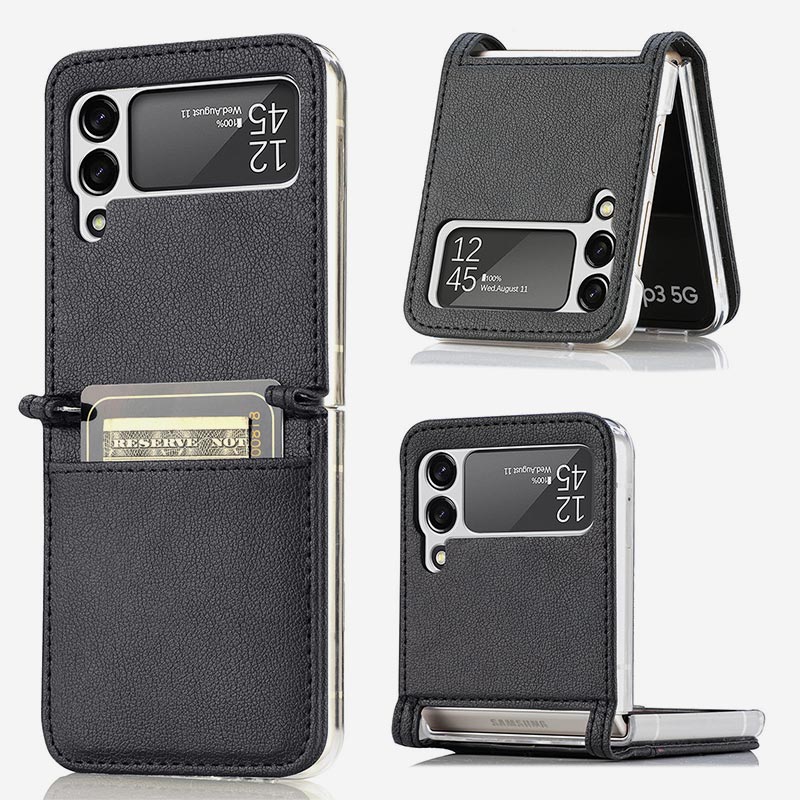 Samsung Galaxy Z Flip& Z Flip 5 6 Phone Case Leather Phone Bag with Card Holder