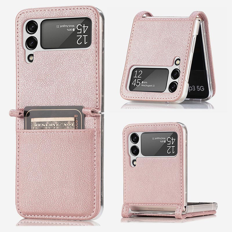 Samsung Galaxy Z Flip& Z Flip 5 6 Phone Case Leather Phone Bag with Card Holder