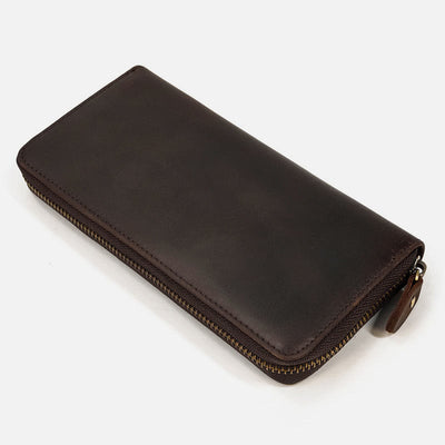 Long Wallet For Men RFID Retro Embossing Leather Phone Bag