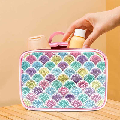 DIY Diamond Cosmetic Bag Fish Scale Pattern Rainbow Makeup Bag Purses