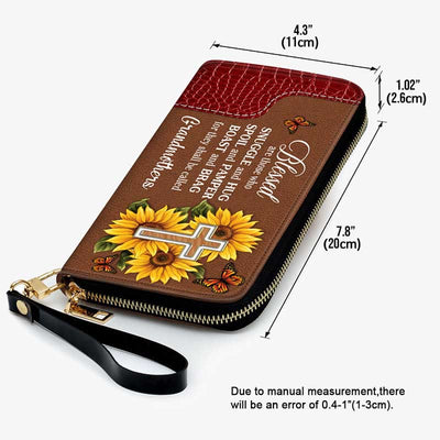 Custom Name Wallet For Women Pretty Personalized Sunflower Clutch Purse