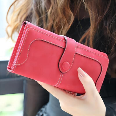 Long Wallet For Women Solid Color Multiple Slot Daily Purse